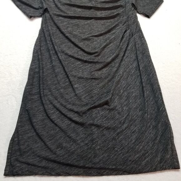 Chaps L Dress Gray 3/4 Sleeve Stretch Ruched Lined Career Office Classic Preppy - Picture 2 of 10